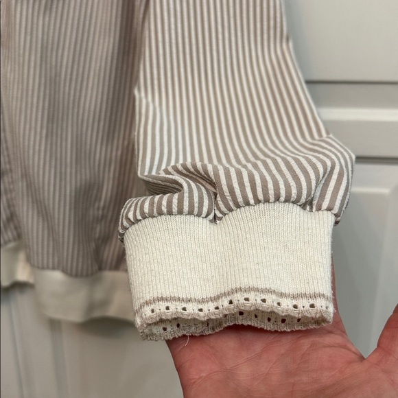 Vintage Nina St Claire Beige and White Striped Jacket. Pockets. Size XL - Picture 5 of 6